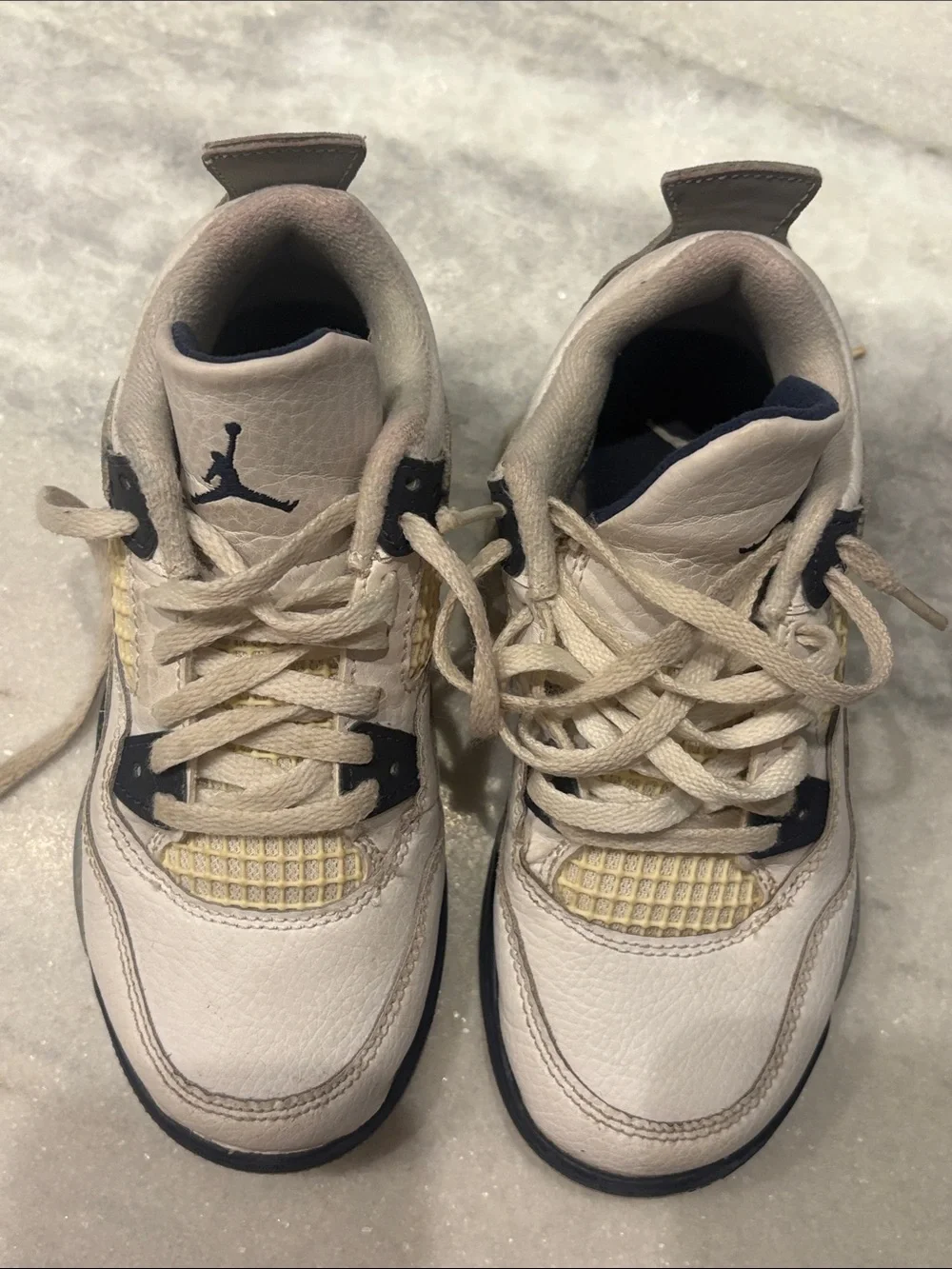 Jordan Retro Sneakers in White, Navy and Cream